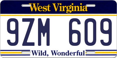 WV license plate 9ZM609