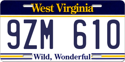 WV license plate 9ZM610