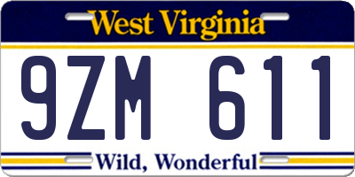 WV license plate 9ZM611