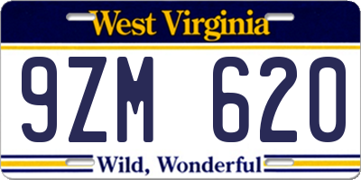 WV license plate 9ZM620