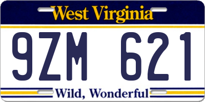 WV license plate 9ZM621