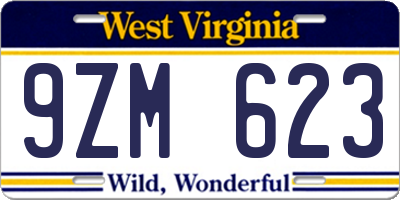 WV license plate 9ZM623