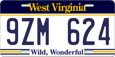 WV license plate 9ZM624
