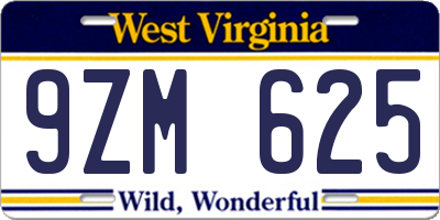 WV license plate 9ZM625