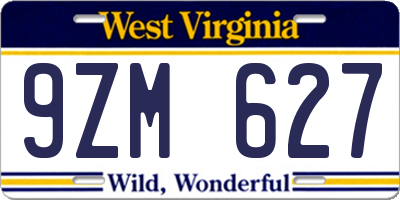 WV license plate 9ZM627