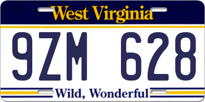 WV license plate 9ZM628