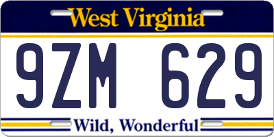 WV license plate 9ZM629