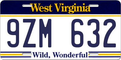 WV license plate 9ZM632