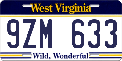 WV license plate 9ZM633