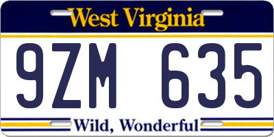 WV license plate 9ZM635