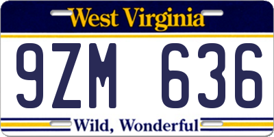 WV license plate 9ZM636
