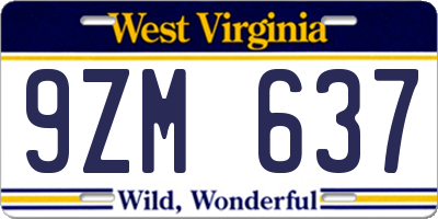 WV license plate 9ZM637