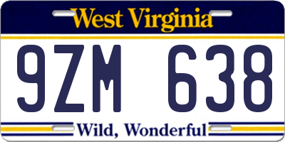 WV license plate 9ZM638