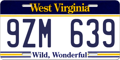 WV license plate 9ZM639