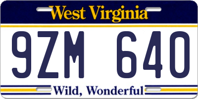 WV license plate 9ZM640