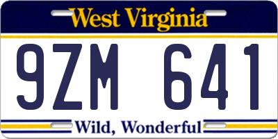 WV license plate 9ZM641
