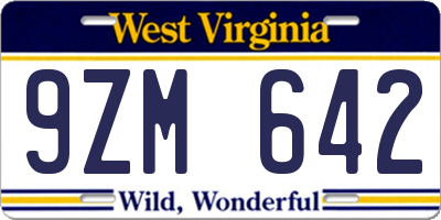 WV license plate 9ZM642