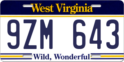 WV license plate 9ZM643
