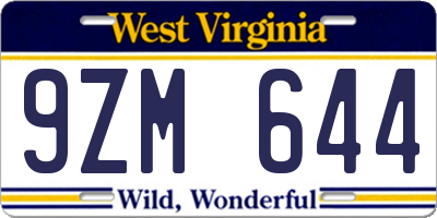 WV license plate 9ZM644