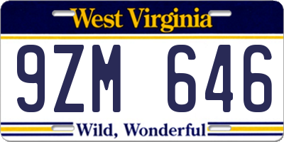 WV license plate 9ZM646
