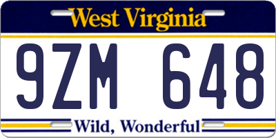WV license plate 9ZM648