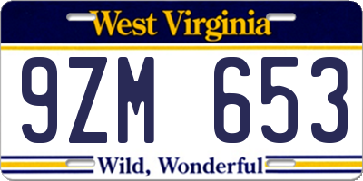 WV license plate 9ZM653