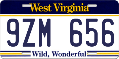 WV license plate 9ZM656
