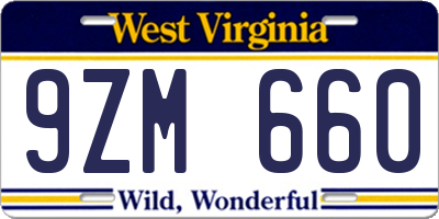 WV license plate 9ZM660