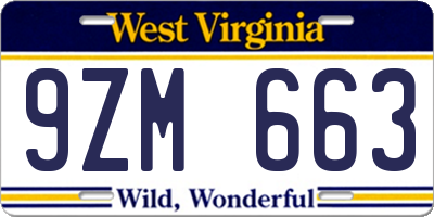 WV license plate 9ZM663