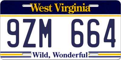 WV license plate 9ZM664