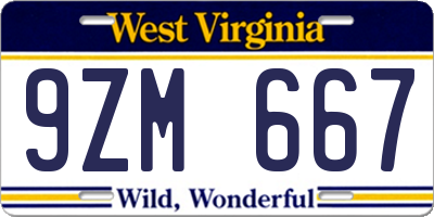 WV license plate 9ZM667