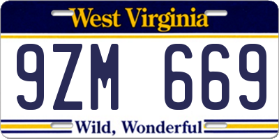 WV license plate 9ZM669