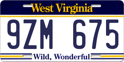 WV license plate 9ZM675