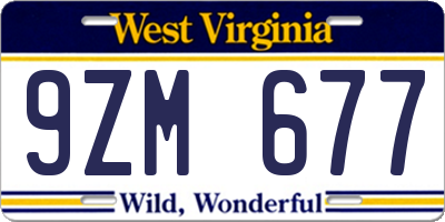 WV license plate 9ZM677