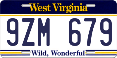 WV license plate 9ZM679