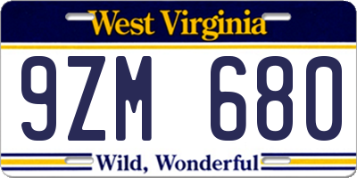 WV license plate 9ZM680