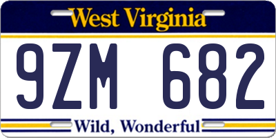 WV license plate 9ZM682