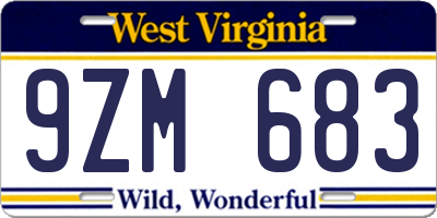 WV license plate 9ZM683