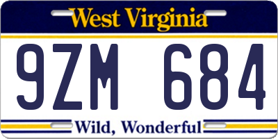 WV license plate 9ZM684
