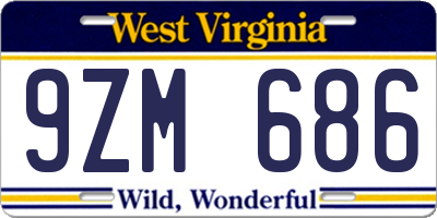 WV license plate 9ZM686