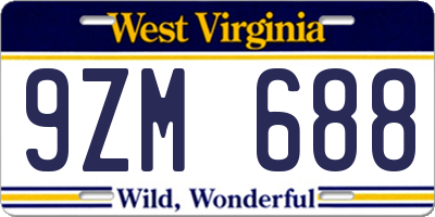 WV license plate 9ZM688