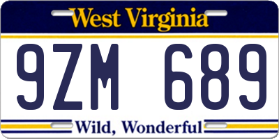 WV license plate 9ZM689