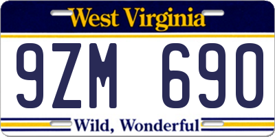 WV license plate 9ZM690