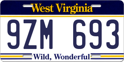 WV license plate 9ZM693