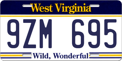WV license plate 9ZM695