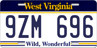 WV license plate 9ZM696