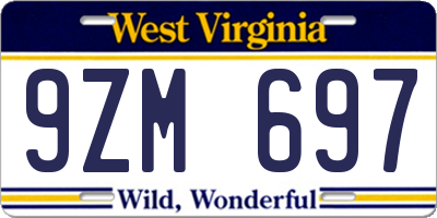 WV license plate 9ZM697