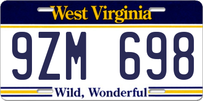 WV license plate 9ZM698