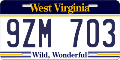 WV license plate 9ZM703