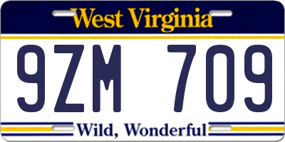 WV license plate 9ZM709